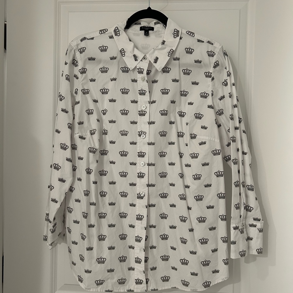 Talbots Crown Patterned White Shirt